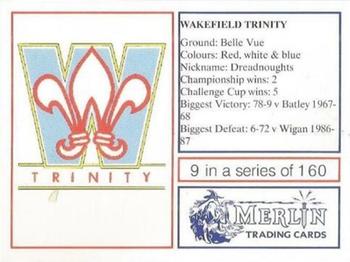 1991 Merlin Rugby League #9 Wakefield Team Photo Back